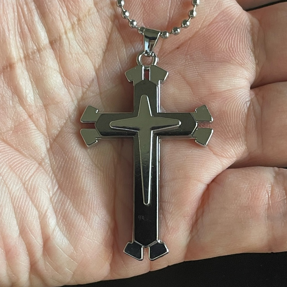 Stainless steel cross necklace for men